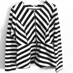 Black and White Stripped Peplum Blazer